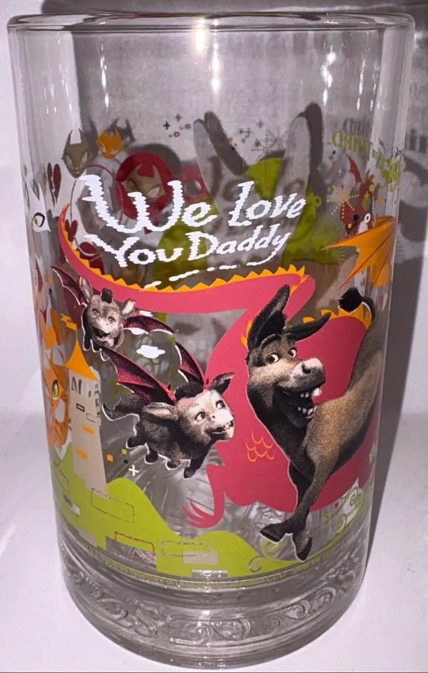 Vintage set of 4 collectible McDonald's Shrek the Third promotional glass cups r